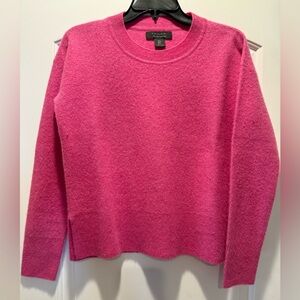 Tahari 2-Ply Cashmere Vibrant Pink Crew Neck Sweater